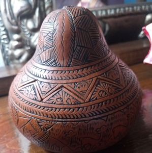 Vintage Peruvian hand carved gourd